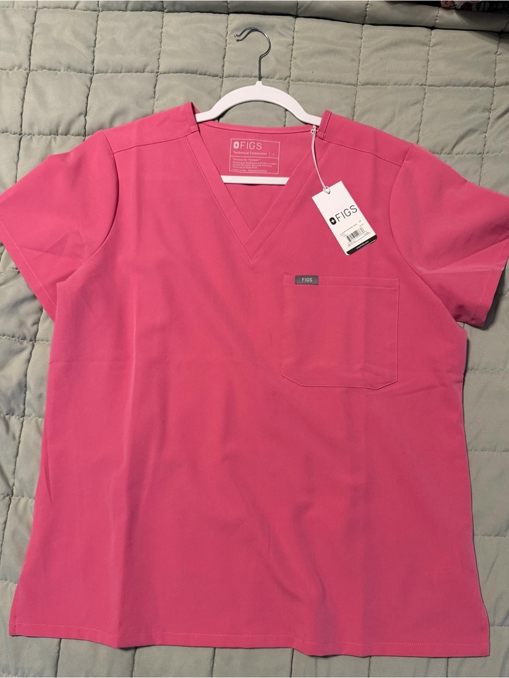 FIGS Women's V-Neck Scrub Top in Pink